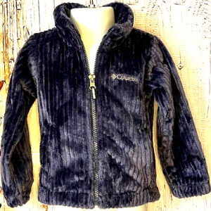 COLUMBIA JACKET SIZE 2T NAVY BLUE RIBBED VELOUR ZIP FRONT BOY OR GIRL